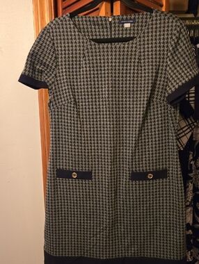 Tommy Hilfiger Black & White Houndstooth Short-Sleeve Shift Dress